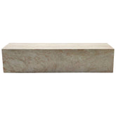 Strata Edge Travertine Stone Finish Italian Design MGO Side Accent Table, size 48 in. x 24 in. x 12 in., Perfect for both indoor and outdoor spaces.